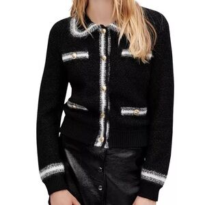 Maje Black and Gray Women's Cardigan, Size 1